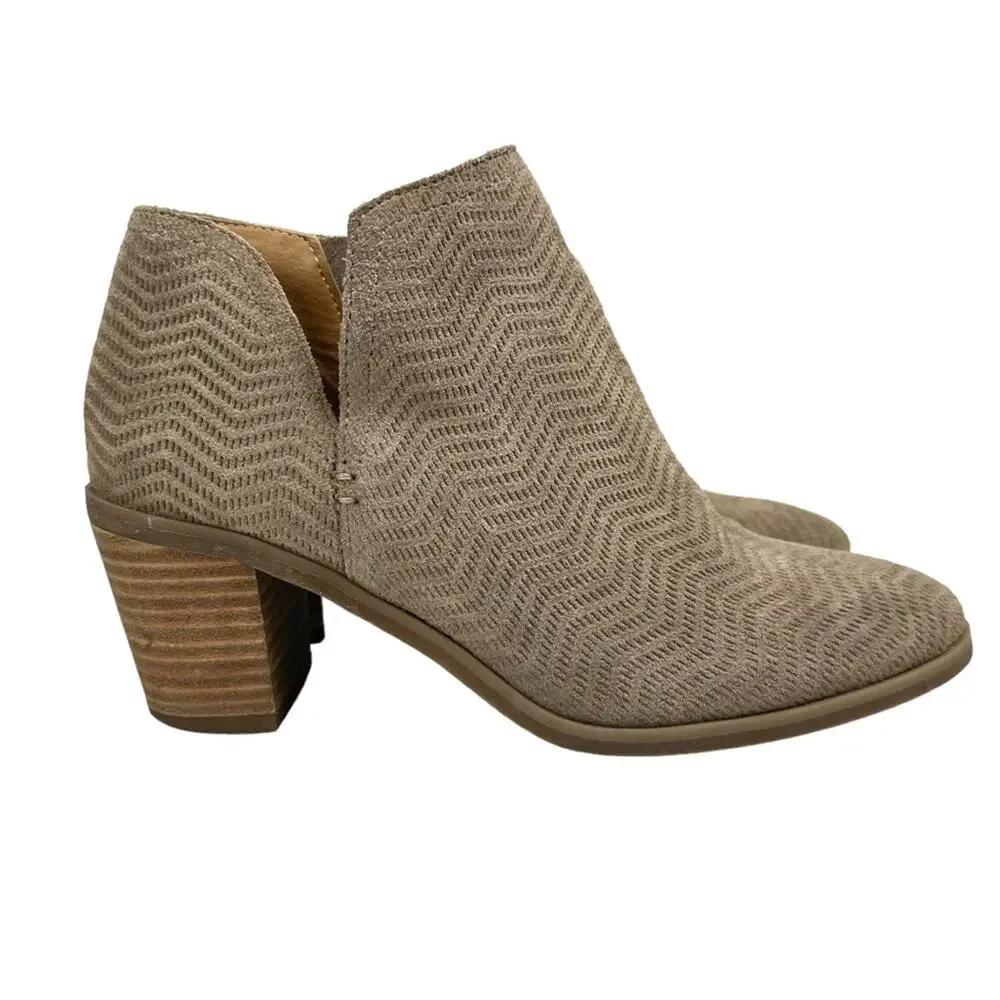 Lucky Brand Parnesa Perforated Suede Bootie Tan Size 6.5